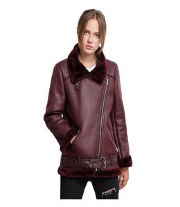 2023แจ็คเก็ตหนังขนแกะสำหรับผู้หญิงเสื้อโค้ทขนแกะมีซิปสำหรับฤดูหนาวสีตามสั่ง - Product Image 4