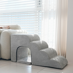 [AllmioPet] 4 Step 3 in 1 Cave Style Indoor Pet <b>Stair</b> Gray AMP C4 GR Comfortable <b>Dog</b> Cat Puppy Kitten Steps <b>for</b> Home Use - Product Image 3