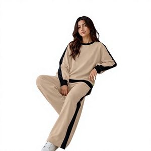 <b>Women's</b> Casual 2-<b>Piece</b> Fleece Tracksuit Set Solid Color Hooded Sweatshirt Sweatpants Full Sleeve Regular Fit Winter 100% Cotton - Product Image 5