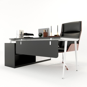 Executive 180x160cm Minimalist Modern Desk Computer <b>Table</b> with Tapered Legs Assembled <b>Office</b> Furniture - Product Image 2