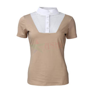 Camisa de espectáculo ecuestre de alta calidad para mujeres, Jinetes de Caballos, deportes inteligentes al aire libre con malla de encaje, mangas cortas, hecho de Spandex para montar - Product Image 4