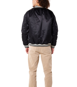 Blouson Bomber Homme Hiver Vintage Satiné Style Urbain Célèbre Élégant Sportif Décontracté Universitaire Boutons Cachés Imprimé en Relief Denim - Product Image 6