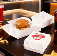 Caja de Cartón Blanca para Alimentos, Ecológica, Autoensamblable, Personalizable, para Hamburguesas, Sándwiches, Pollo Frito, Panadería