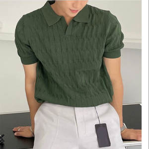 Polo de manga corta para hombre, Camiseta deportiva de rayas sólidas de verano, Camiseta con cuello de polo de negocios de lujo levantado a la moda, ropa - Product Image 6