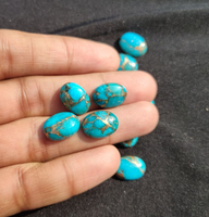 Pierre précieuse naturelle AMARA en turquoise bleue de cuivre, taille ovale, polie, pour la fabrication de bijoux, effet de changement de couleur, 3x5mm-20x30mm