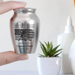 Mini urna personalizada de hockey sobre hielo para cenizas humanas, regalos de recuerdo para urnas para cenizas humanas en memoria amorosa, tamaño personalizado plateado - Product Image 5