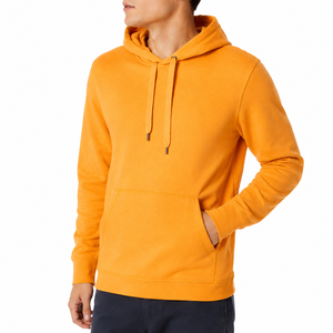 Sweat-shirt à capuche unisexe orange, coupe classique, 100% coton molletonné, coupe-vent, sportif, décontracté, avec poche, pour l'automne - Product Image 5
