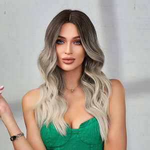 Charlotte-DWY for Ombre Blonde Long Wavy Synthetic <b>Wig</b> Premium High-Temperature Fiber Transparent Lace Small Cap High Quality - Product Image 4
