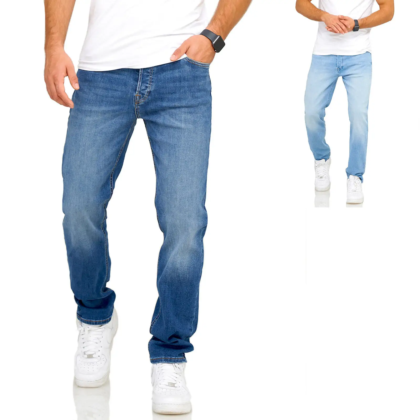 جينز رجالي من قماش الدنيم يلائم الأحجام العادية للرجال سروال رجالي من قماش الدنيم على الموضة سروال جينز كلاسيكي للرجال