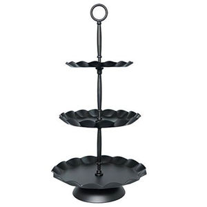 Fantastic Design Metal Dessert Serving <b>Stand</b> Top Quality Black <b>3</b> <b>Tier</b> Iron <b>Cake</b> <b>Stand</b> Handle For Birthday Party Decor For Sale - Product Image 1