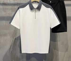 Wholesale 100% Cotton Men's Half Sleeve Pullover for Shirt Custom Anti-Wrinkle Solid Color Knitted <b>Smart</b> Casual - Product Image 5