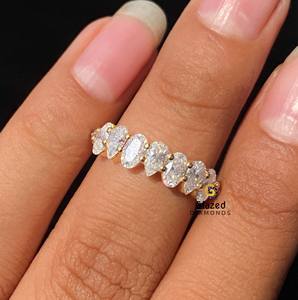 Eye Catching Designer Oval And Pear Cut Moissanite Half Eternity Wedding Band <b>Crafted</b> From 925 Sterling Silver - Product Image 1