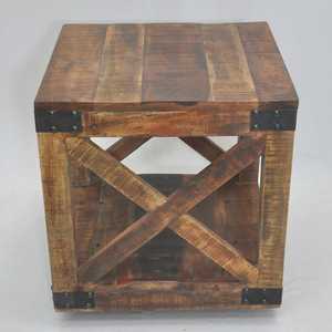 Modern Rustic Industrial Style Open Shelf Nightstand Easy Assembly <b>Wooden</b> <b>Cube</b> Accent Piece for Bedroom Living Room for Hospital - Product Image 2