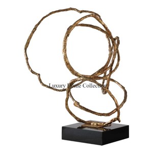 Objeto de lujo de diseñador con forma de anillo Floral para mesa en oficina y decoración del hogar escultura anillo de Color negro con suministros de Base de mármol - Product Image 5