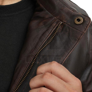 High Quality Men Winter <b>Long</b> Sleeve Stand Collar <b>Leather</b> <b>Jacket</b> with Front Logo Windproof Breathable Fashionable Style - Product Image 6