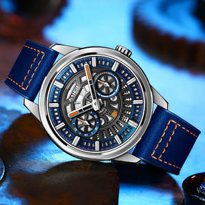 Unique Waterproof High-end <b>Watch</b>, High-quality <b>Mechanical</b> <b>Watch</b>, Multifunctional for Men, Genuine Leather Strap - Product Image 1