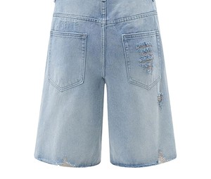 Men's Straight Fit Denim Shorts Mid Wash Casual <b>Jean</b> Shorts for Summer Streetwear & Outdoor Fashion Washed Denim Shorts - Product Image 2