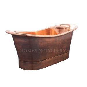 Baignoire de salle de bain en cuivre pur de grande taille de forme ovale faite à la main de maisons N Gallery - Product Image 2