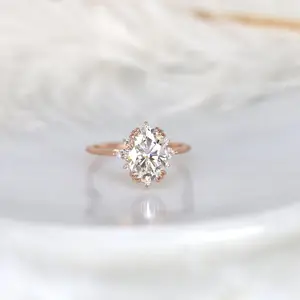 Moissanite Gemstone Solid Spicily Made For Women And Beautiful With 14k Rose Gold Bride Girl Jewelry With Zircon