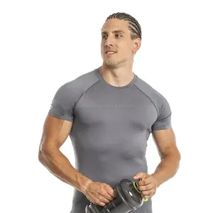 Best Quality Men Workout Gym Training T Shirt Gray Color Fitness Wear Men Sports Blank T Shirt With Custom Logo And Size