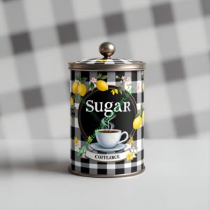 โถเก็บโลหะสีดำสีทองสุดหรูลายดอกไม้ถ้วยชาลวดลายดอกไม้ฝาครอบสติกเกอร์รูปแบบงานแต่งงานของตกแต่งห้องครัวเครื่องปรุงรส - Product Image 4