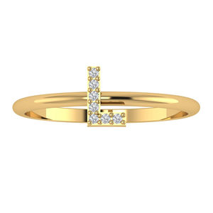 แข็ง 14 พันสีเหลืองทอง L เริ่มต้นแหวนปูเครื่องประดับเพชร Handmade A ถึง Z ตัวอักษรที่เรียบง่ายแหวนทองเครื่องประดับเพชร L แหวน - Product Image 1