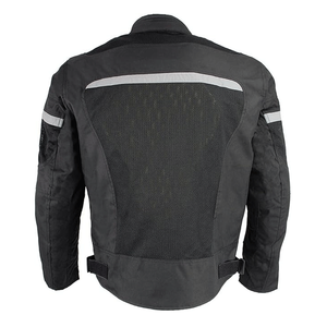Men's All-Season Windproof Sportswear Black Armored Mesh Racer Motorcycle Jacket with Reflective Piping for Motorbike Riding - Product Image 2