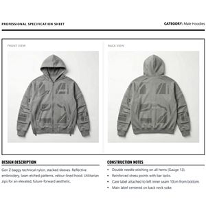 เสื้อฮู้ดดี้ผู้ชาย ผ้าหนา 500 กรัม ผ้าฝ้ายฟลีซบุซับใน  รักษ์โลก  สำหรับฤดูหนาว  แผ่นไนลอน  งานปัก  ซิป  ทรงบ็อกซี่ - Product Image 6
