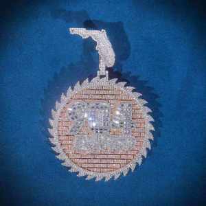 Pendentif diamant Moissanite rond et baguette pour pendentif de style Hip Hop cadeau de mariage pour homme en argent sterling 925 - Product Image 3