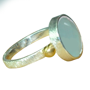 Aqua Calcedony Gemstone Silver Ring 925 Sterling design de mode en argent 925 bijoux fantaisie bijoux Bague à la mode pour unisexe. - Product Image 5