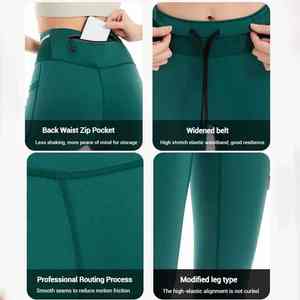 Leggings de course Marathon grande taille pour femmes avec 6 poches pochette pour téléphone collants de Compression à séchage rapide pour Tennis Yoga Fitness - Product Image 2