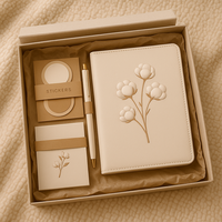 LABON Ensemble planificateur budgétaire A6 floral en coton, couverture beige gaufrée, onglets souples, marqueurs de mémo et feuilles d'enveloppe de caisse, classeur organisateur