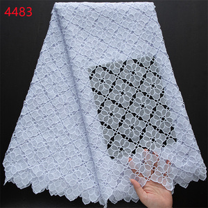 4483 Tessuto in Pizzo Africano di Alta Qualità a Prezzo All'Ingrosso, Pizzo Guipure Bianco Puro, Stili di Tessuto Aso Oke Africano - Product Image 2