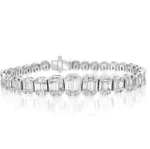 สร้อยข้อมือเพชรโมอิสสีขาวมรกต: สร้อยข้อมือทอง14K สวยงาม - Product Image 3