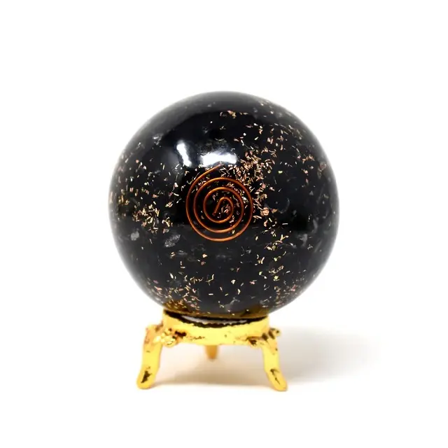 Sphère de boule d'Orgone Tourmaline noire Sphère de guérison Orgonite Vente en gros Boules de pierres précieuses Sphère de boule d'Orgone 65mm