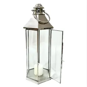 New Designer Metal Candle Holder Lanterns for Interior and Exterior Decorations Latest Shiny silver Lanterns