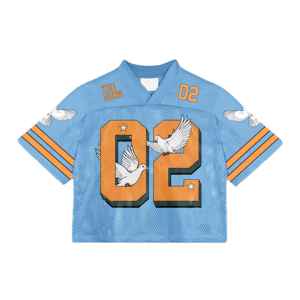 เสื้อเจอร์ซีย์ผ้าตาข่ายโพลีเอสเตอร์สำหรับผู้ชายเสื้อฟุตบอลอเมริกันฟุตบอลเสื้อครอปไซส์ใหญ่พิเศษ - Product Image 1