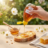Miel naturel 250g 8,82 oz Bouteille de miel doré pur pour le thé, le petit-déjeuner, la pâtisserie et l'usage quotidien