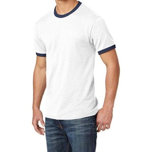 Vente en gros de t-shirt vintage Ringer Impression de logo personnalisé 100% coton décontracté col rond Style solide 180 grammes tricoté simple hommes T-Shirts - Product Image 3