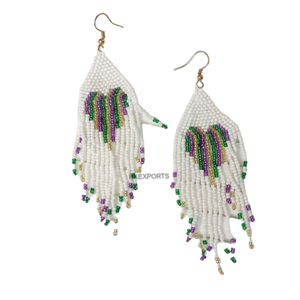 Mardi Gras ต่างหูประดับลูกปัดสีรุ้งเครื่องประดับชุบทองสำหรับงานเฉลิมฉลองและงานเลี้ยง - Product Image 3