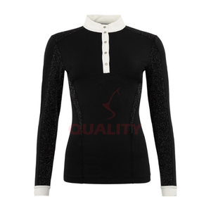 Chemise de performance confortable et élégante pour femmes, pour l'équitation, tissu extensible athlétique, évacuation de l'humidité, vêtements d'équitation - Product Image 1