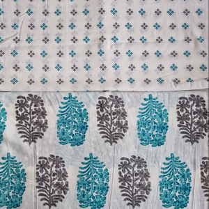 Boutique Boho Tissu d'habillement en coton imprimé blanc Design géométrique léger Brocart indien Style uni - Product Image 1