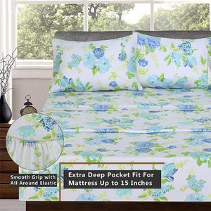 Vente en gros directe d'usine, draps de lit de haute qualité 100% coton, ensemble de 4 pièces, 300 fils, résistant à l'eau - Product Image 3