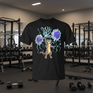 Camiseta Tabby Cat Weightlifting Fitness con diseño gráfico negro para hombre - Product Image 3