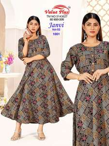 Présentation de nouvelles Kurta/Kurti de style ethnique indien pour femmes, pour un usage décontracté, en tissu rayonne et imprimé à la feuille d'aluminium, par Exports. - Product Image 6