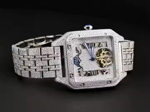 นาฬิกาควอทซ์เพชรหรูหรามีสไตล์สำหรับผู้ชายนาฬิกาควอทซ์แลปประดับเพชรสไตล์ฮิปฮอปหน้าปัดทรงสี่เหลี่ยม - Product Image 2