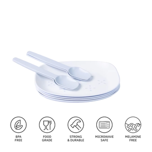 Atractivo juego de platos para aperitivos de mesa con cuchara para servir Combo Cuchara de melamina sin BPA Apto para microondas y lavavajillas - Product Image 6