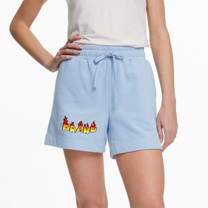 Derniers shorts design pour femmes 100% coton longueur quater Logo imprimé DTF personnalisé avec cordes Short pour femme hip hop respirant - Product Image 4