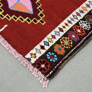 Vintage Turkish Rug 2.8x3.8 ft, <b>Red</b> Bordered <b>Wool</b> Rug - Product Image 4