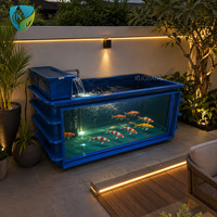 Bassin de visualisation pour poissons vivants en fibre de verre FRP avec panneau latéral en acrylique et bac filtrant pour aquarium de jardin